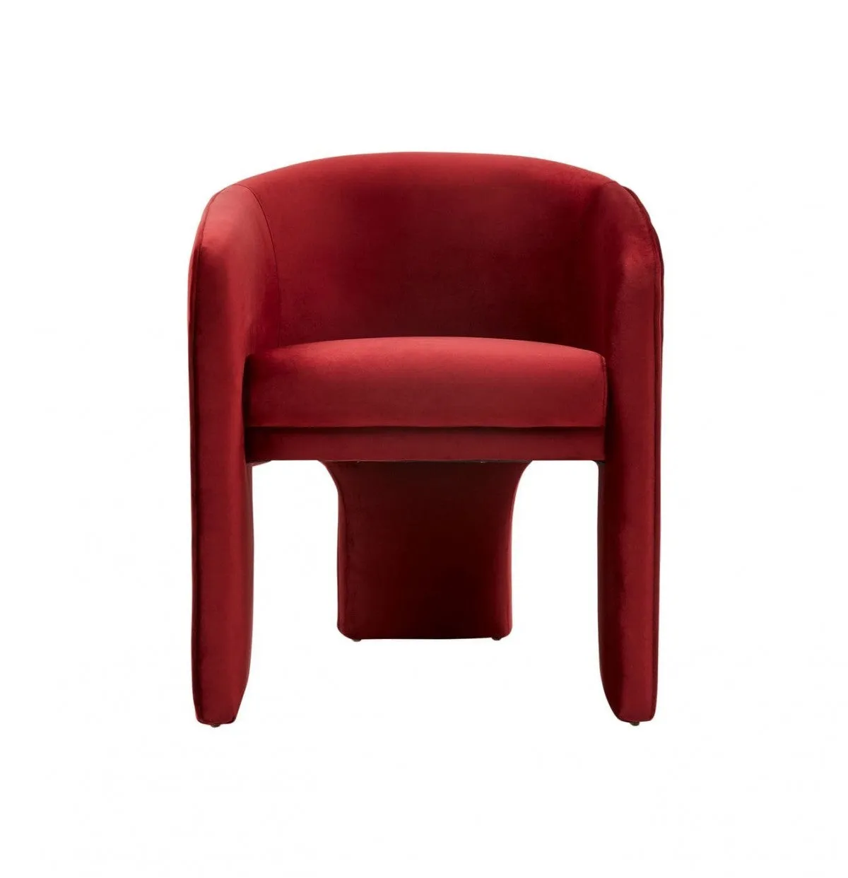 28" Contemporary Dark Burnt Orange Velvet Three Legged Chair By Homeroots