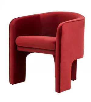28" Contemporary Dark Burnt Orange Velvet Three Legged Chair By Homeroots