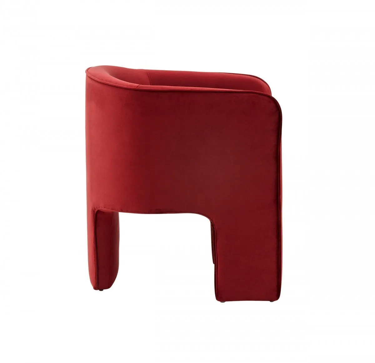 28" Contemporary Dark Burnt Orange Velvet Three Legged Chair By Homeroots