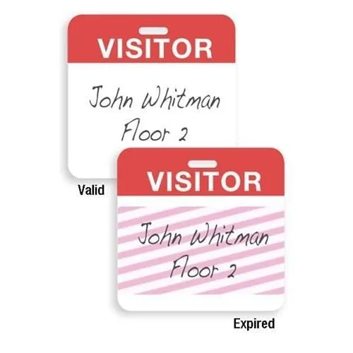 500 Pack - Self Expiring Visitor Temp Badges (P/N T2014)