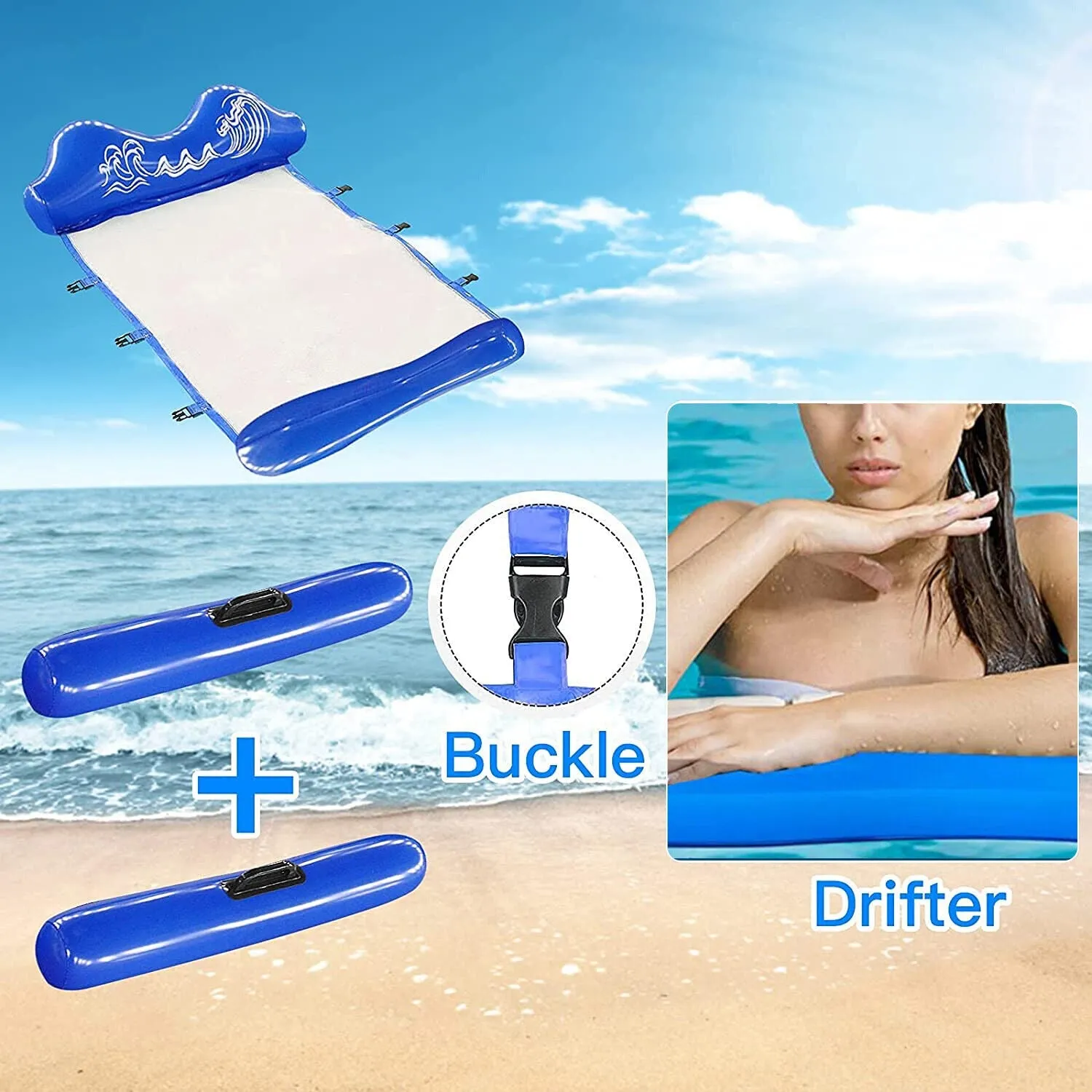 Adults Summer Beach Foldable Water Inflatable Floating Bed Raft