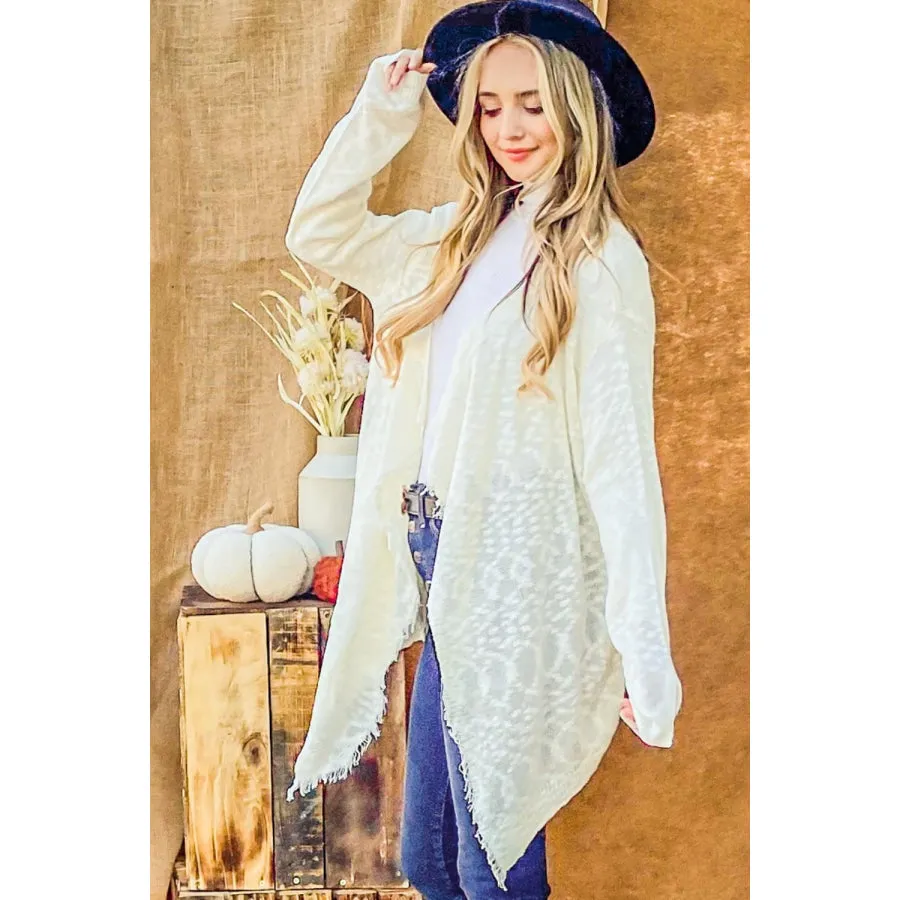 And The Why Textured Knit Fringe Hem Cardigan