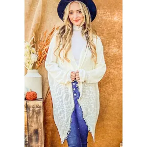 And The Why Textured Knit Fringe Hem Cardigan