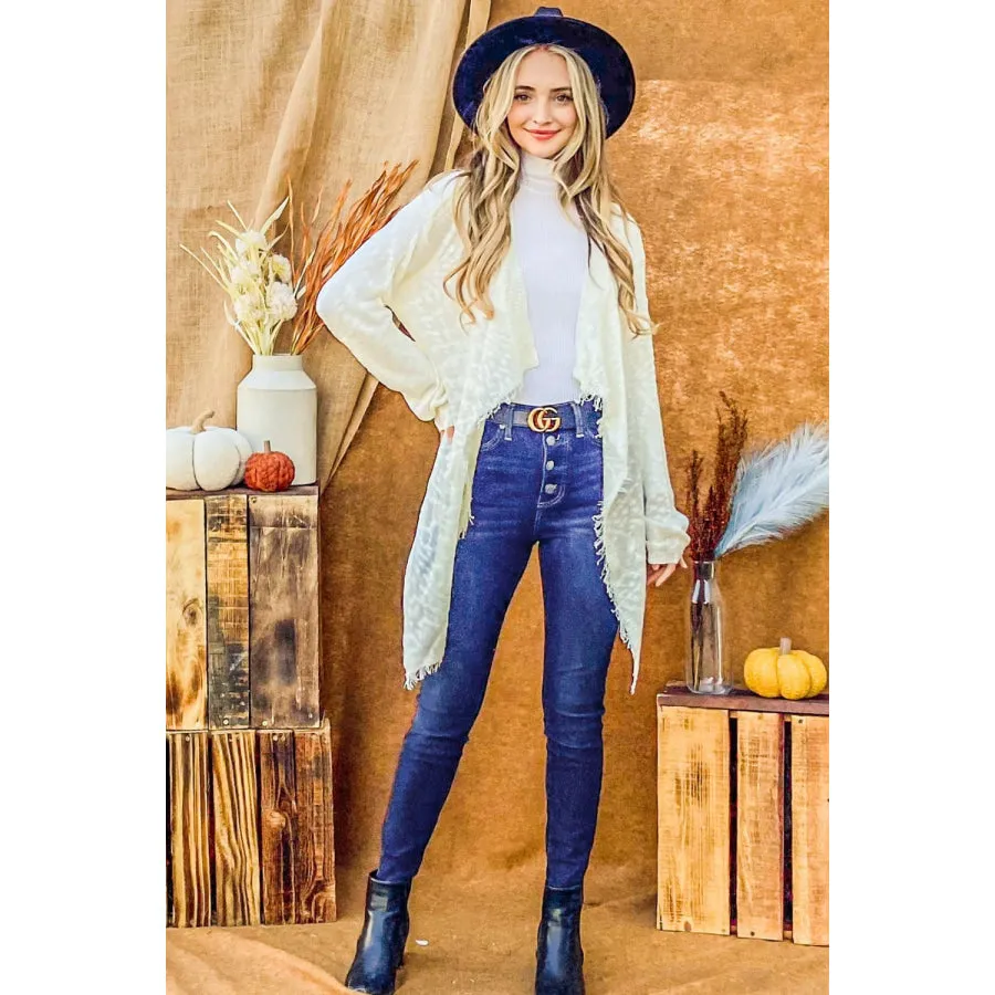 And The Why Textured Knit Fringe Hem Cardigan