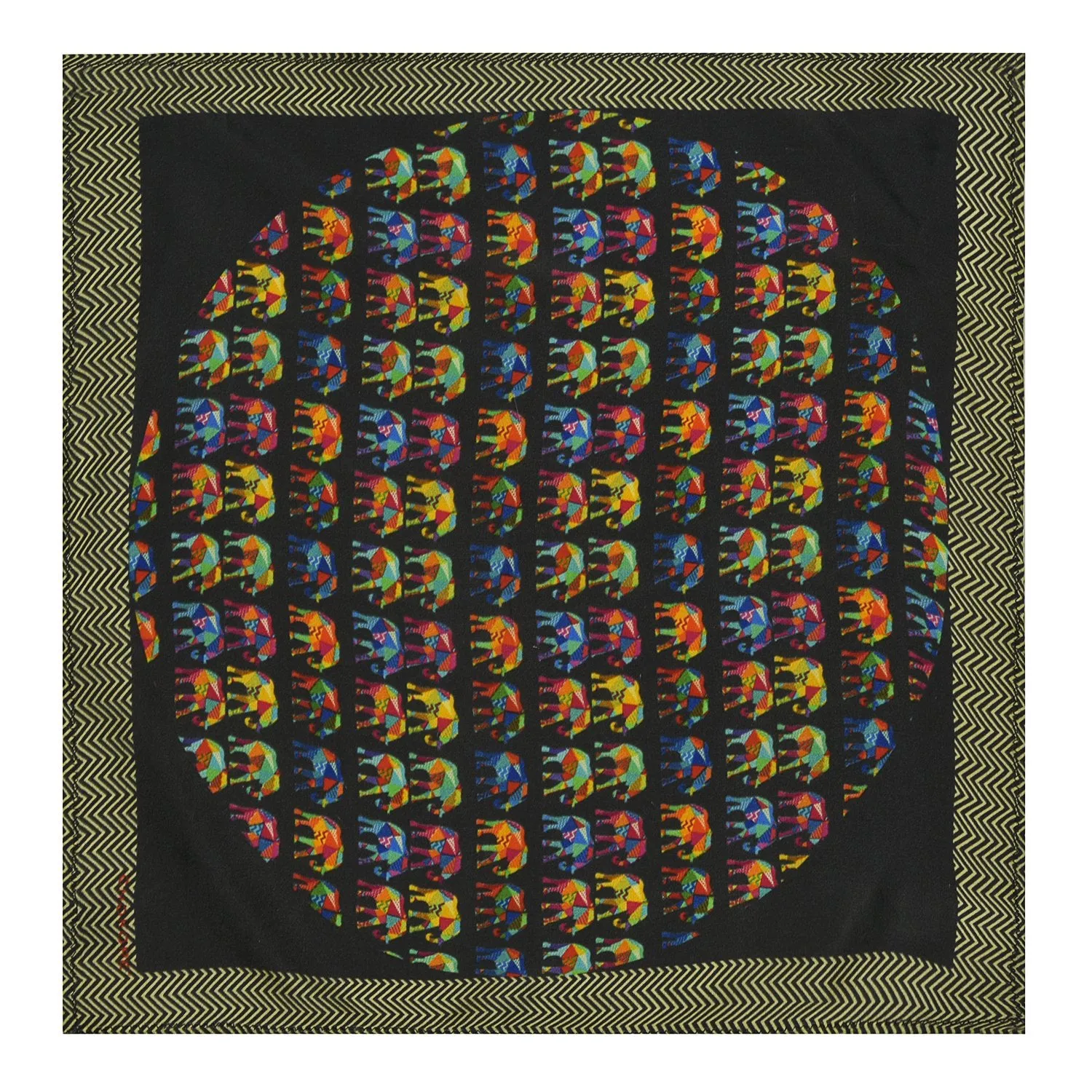 Chokore Multi-coloured Elephants Silk Pocket Square from the Wildlife range