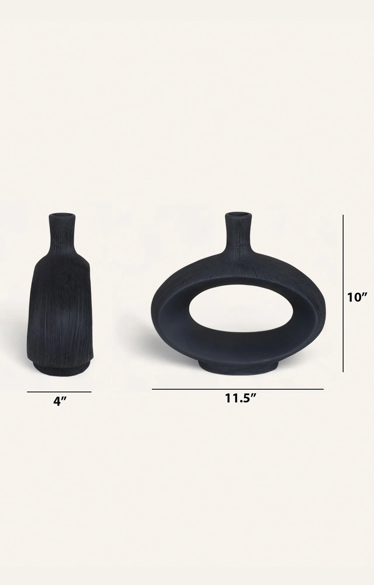 Contemporary Black Vase Set