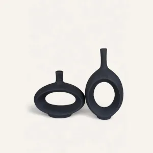 Contemporary Black Vase Set