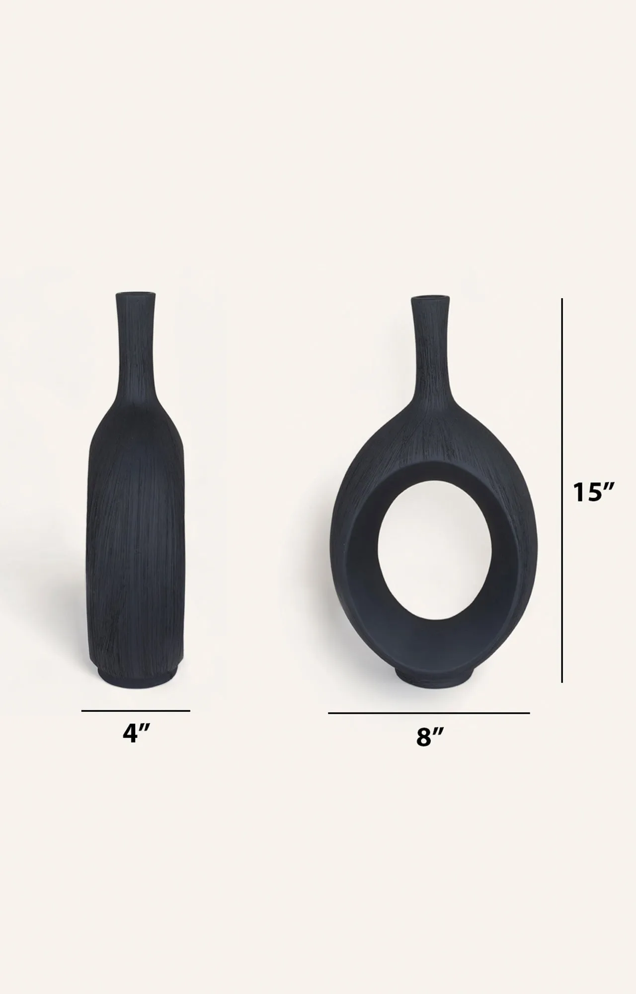 Contemporary Black Vase Set