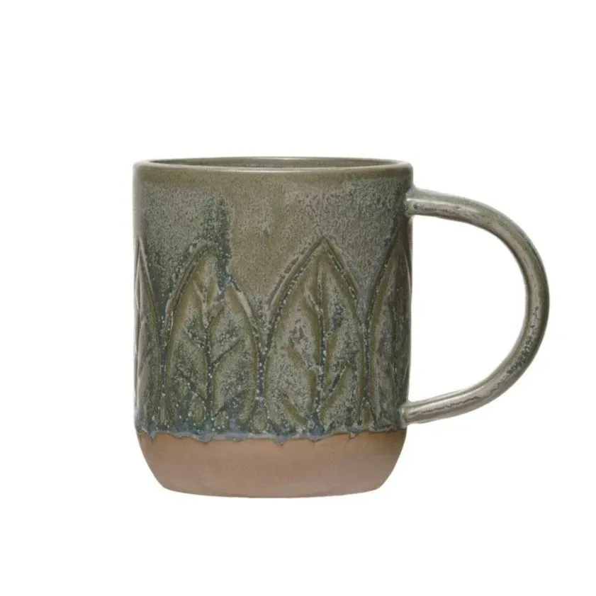 Debossed Stoneware Mug, 2 Styles