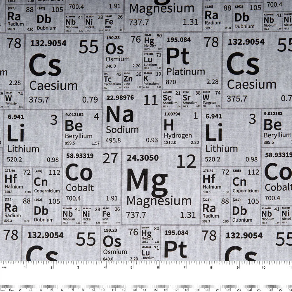 DIGITAL Cotton print - Chemistry symbols - White