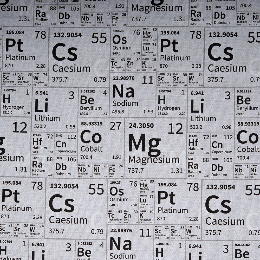 DIGITAL Cotton print - Chemistry symbols - White