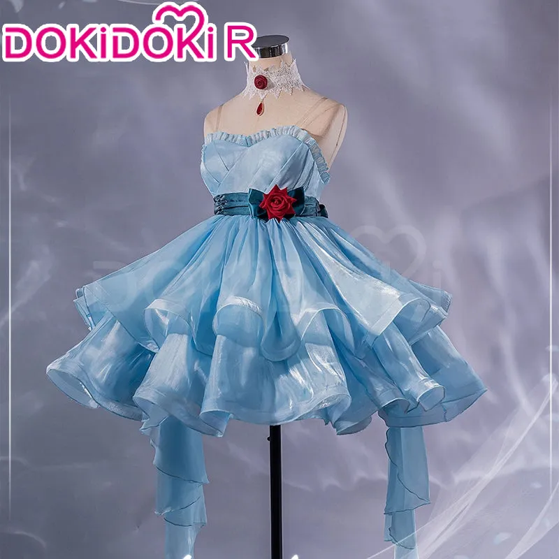 DokiDoki-R Anime Cosplay Costume Blue Gown Dress Female