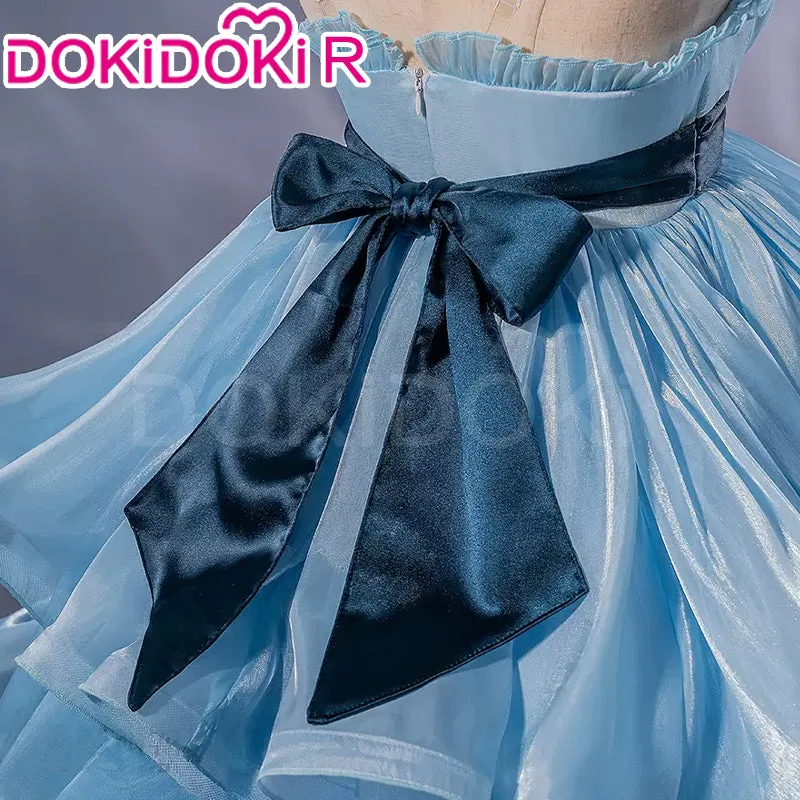 DokiDoki-R Anime Cosplay Costume Blue Gown Dress Female