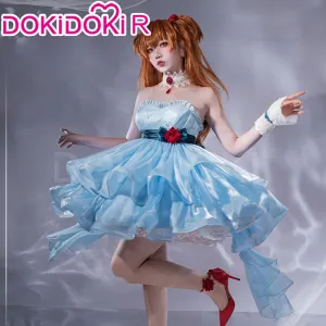 DokiDoki-R Anime Cosplay Costume Blue Gown Dress Female