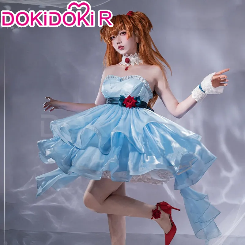 DokiDoki-R Anime Cosplay Costume Blue Gown Dress Female