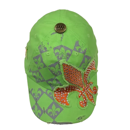Fleur de Lis Cap Rhinestone Abstract Shadow Print