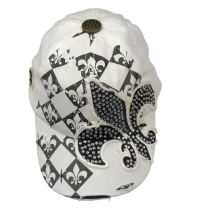 Fleur de Lis Cap Rhinestone Abstract Shadow Print