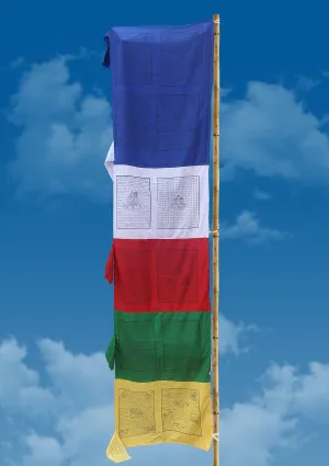 Large Vertical Double Print Tibetan Deities and Windhorse Prayer Flags