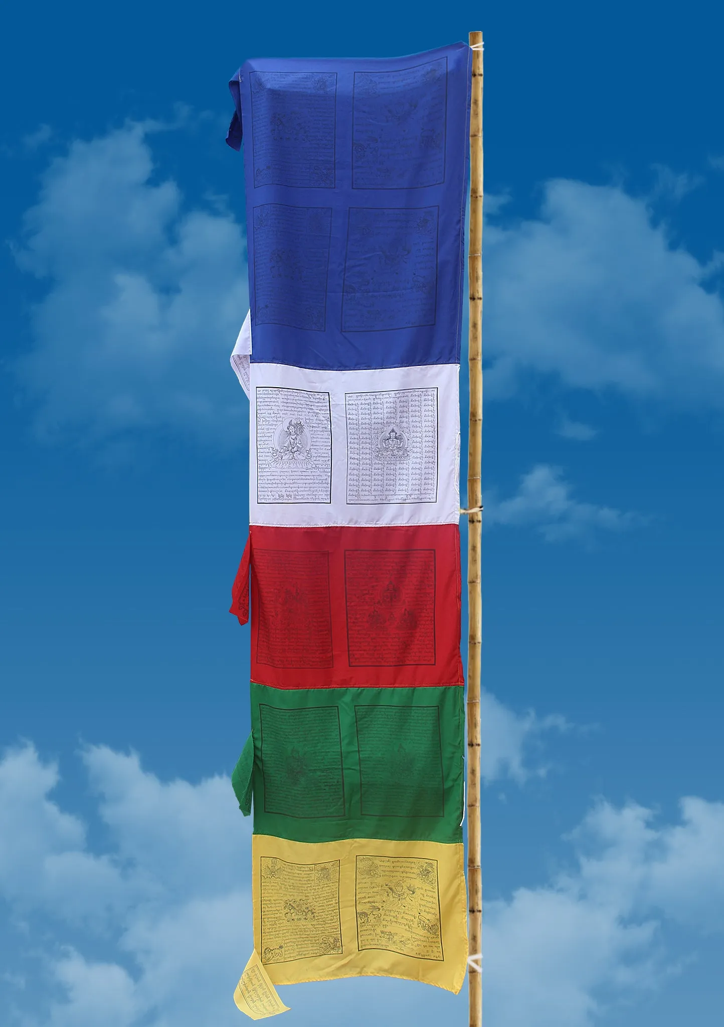 Large Vertical Double Print Tibetan Deities and Windhorse Prayer Flags