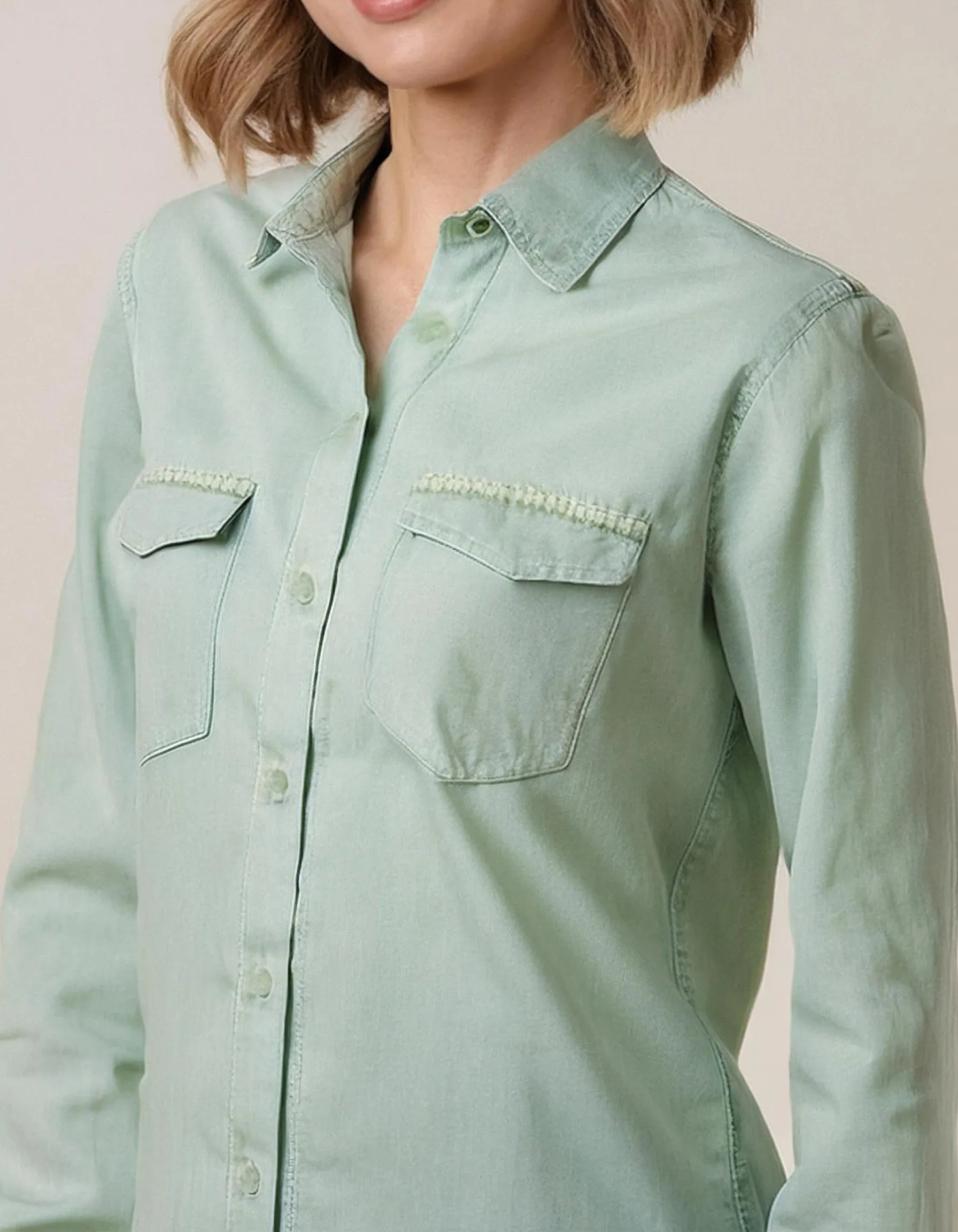 Light Mint Green Denim Shirt