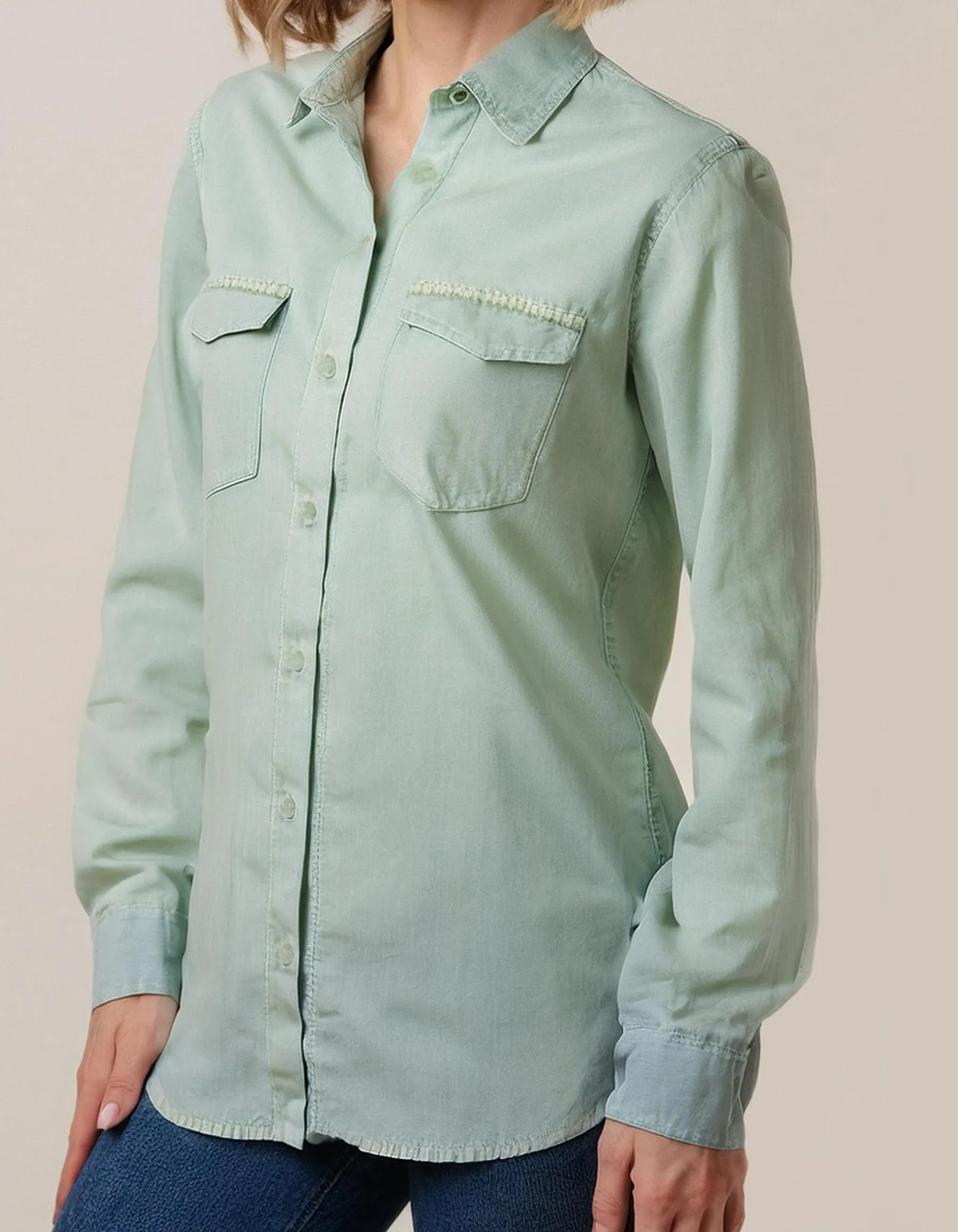 Light Mint Green Denim Shirt