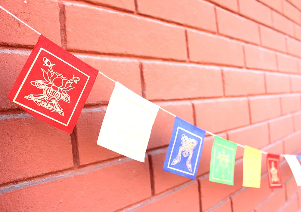 Lucky Symbols Lokta Paper Mini Prayer Flags