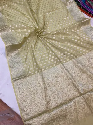 Mint Green Handloom Cotton Silk Banarasi Saree