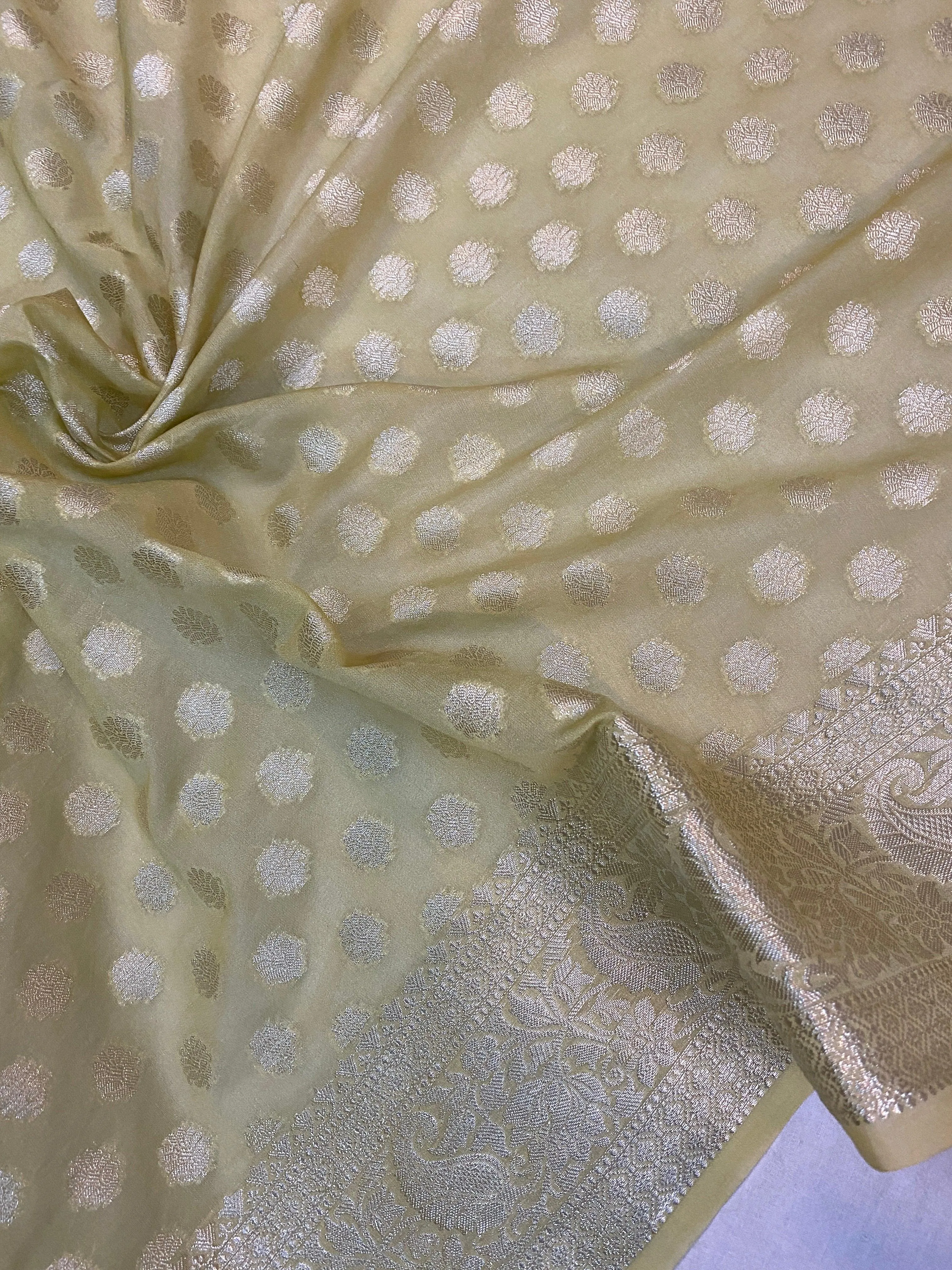 Mint Green Handloom Cotton Silk Banarasi Saree