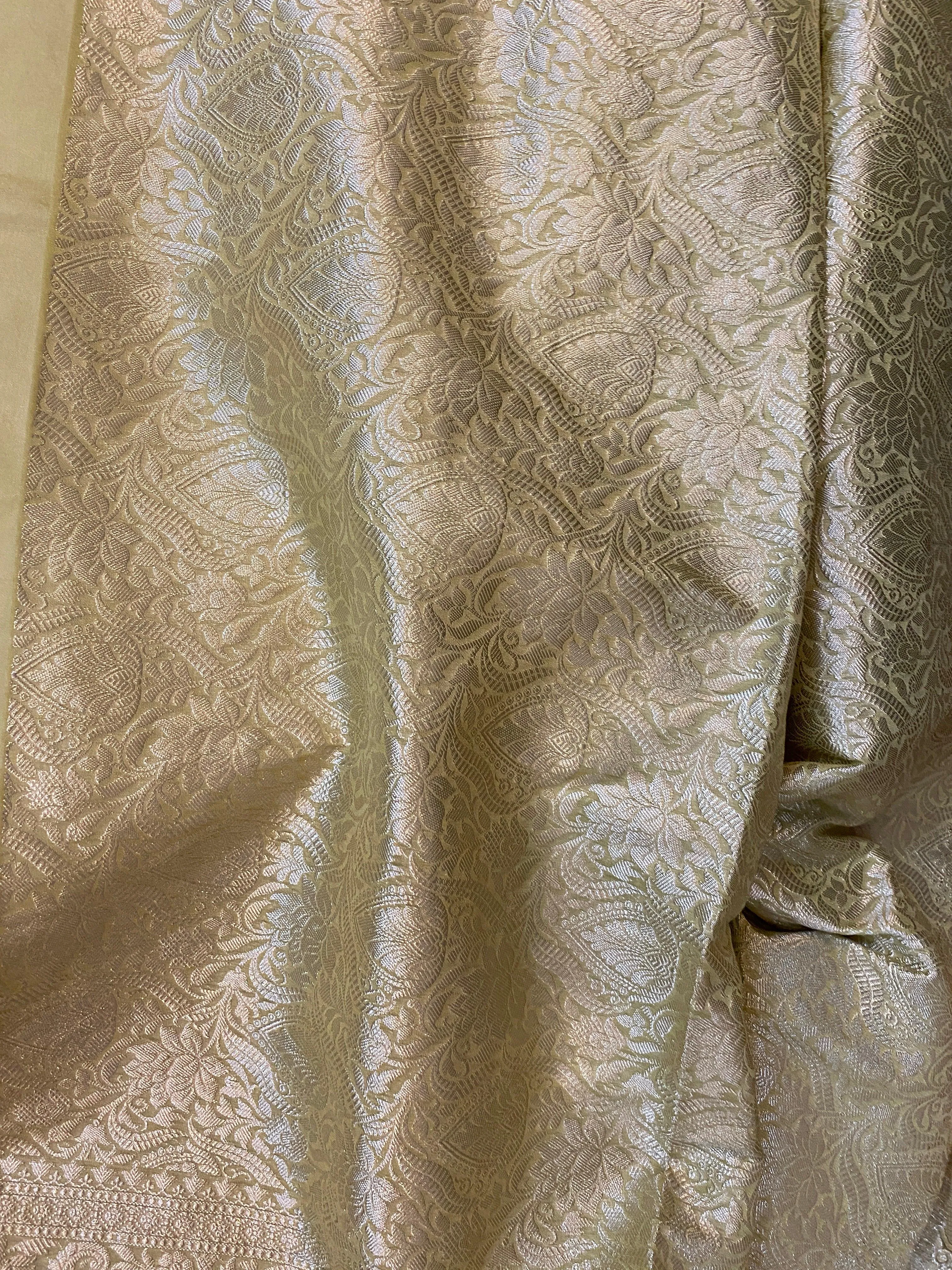 Mint Green Handloom Cotton Silk Banarasi Saree