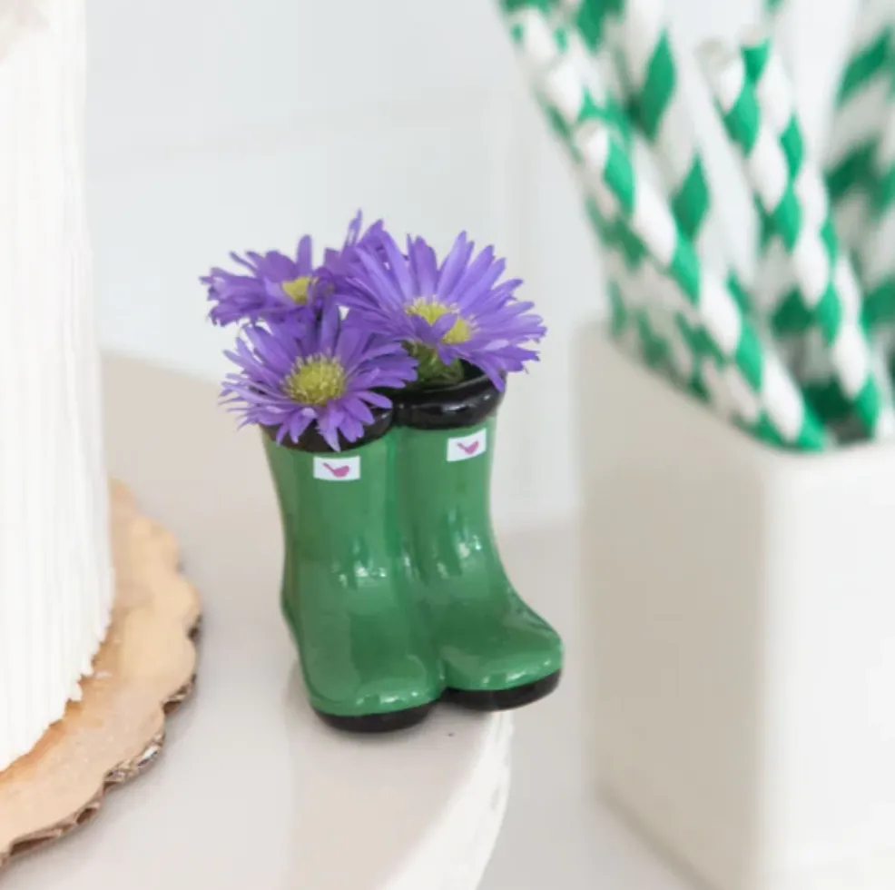 NORA FLEMING JUMPIN' PUDDLES GREEN BOOTS MINI A227