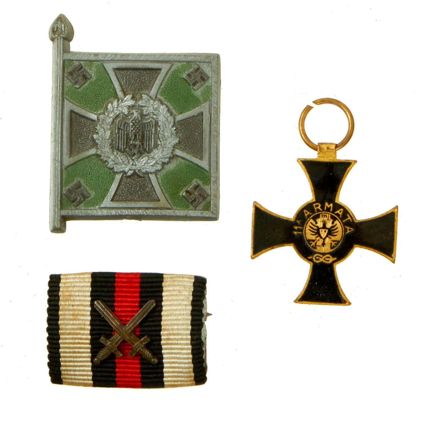 Original German WWII Wehrmacht and Civilian Medals and Uniform Insignia Lot - 15 Items