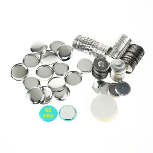 Pack of 100 Blank 25mm Button Badge Making Components with Magnet