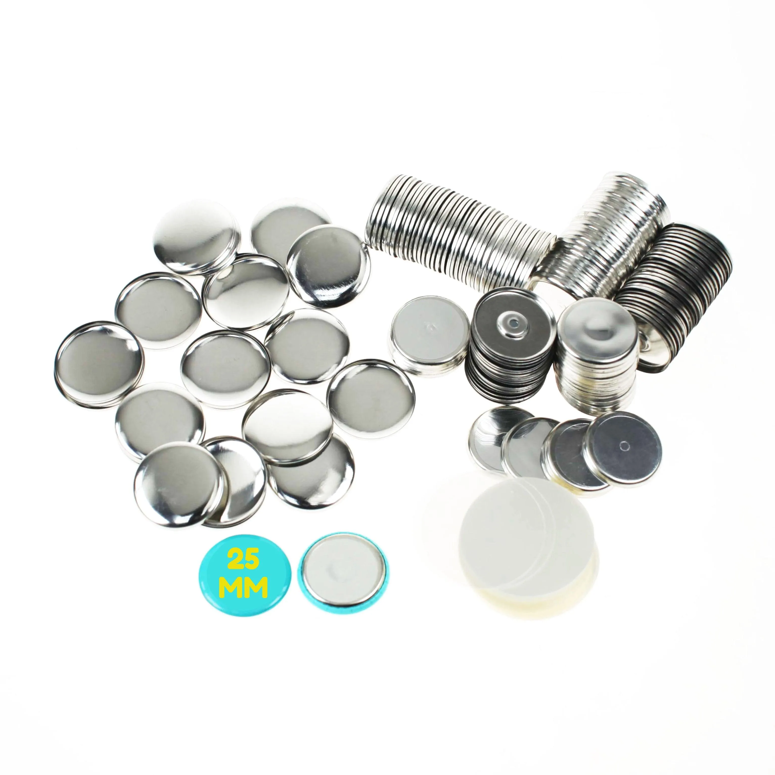 Pack of 100 Blank 25mm Button Badge Making Components with Magnet