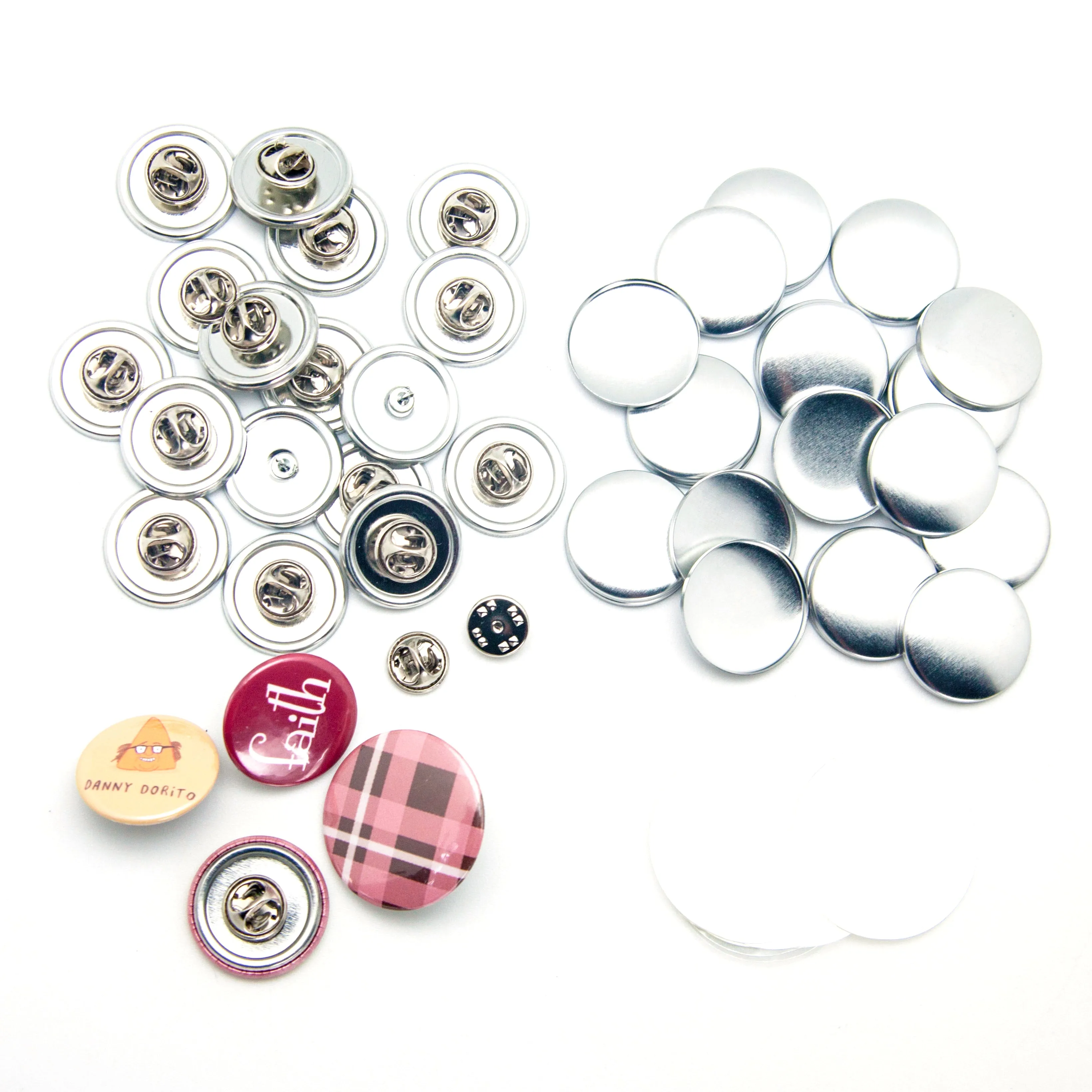 Pack of 100 Blank 37mm Button Badge Making Components with BUTTERFLY Pin