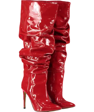 Paris Texas Red 110mm Patent-leather Slouchy Boots UK 7 EU 40 👠