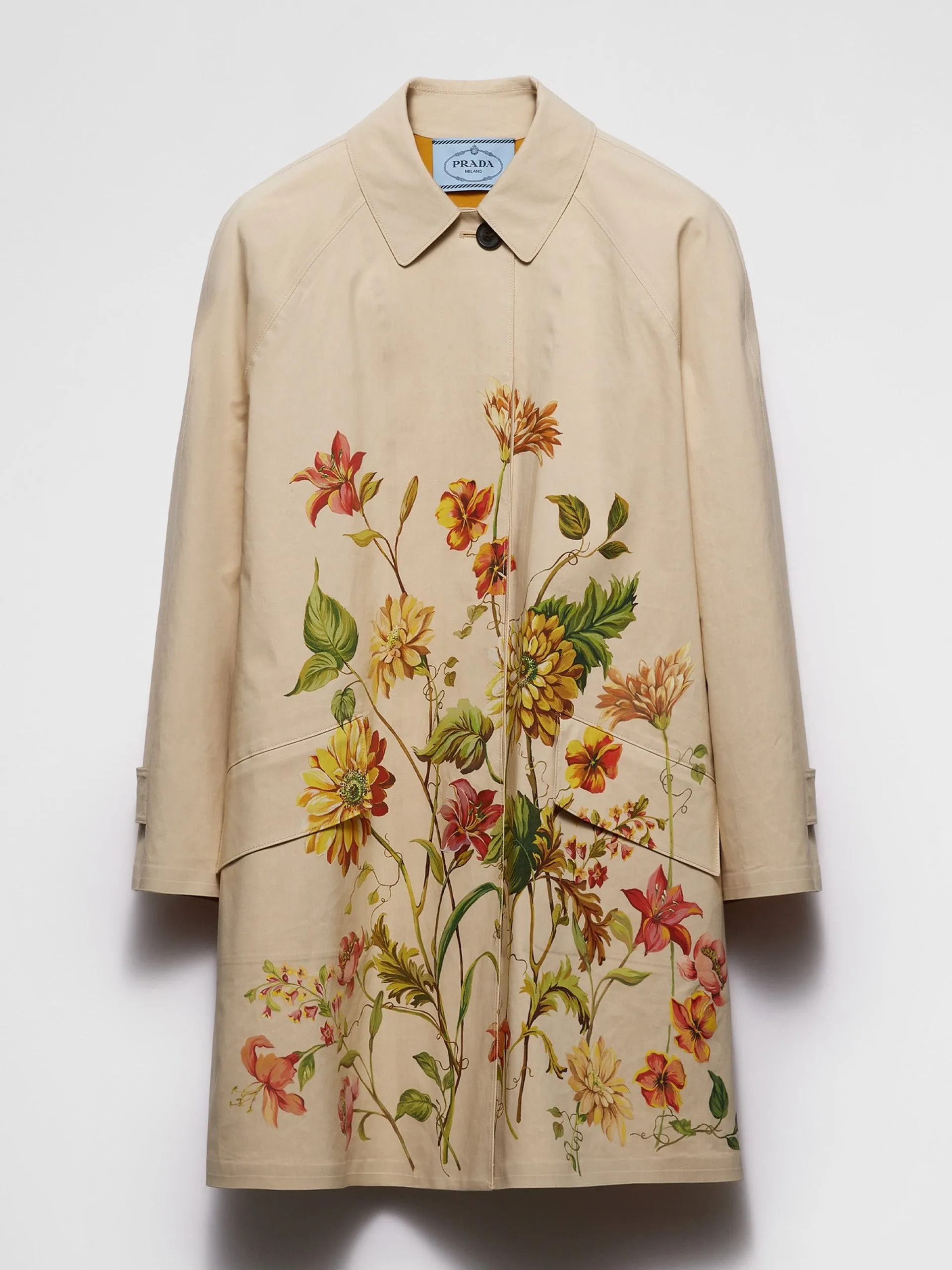Printed cotton single-breasted coat
