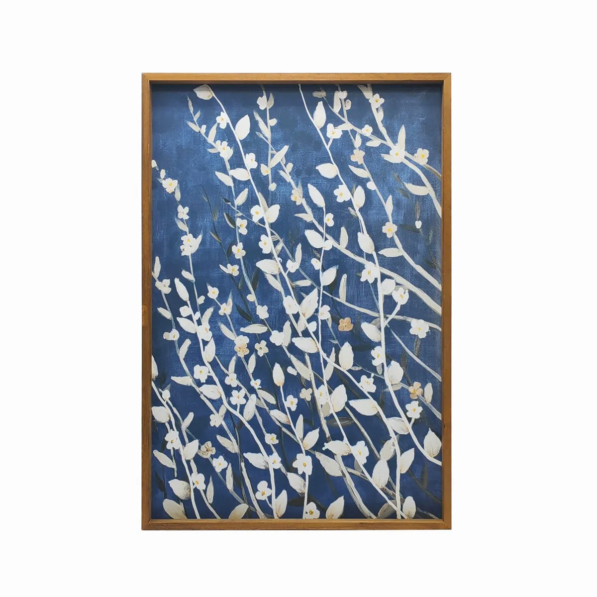 "Azure Blossoms" Wood Framed Print on Canvas Wall Art, 24x36 Inches by Gallery 57