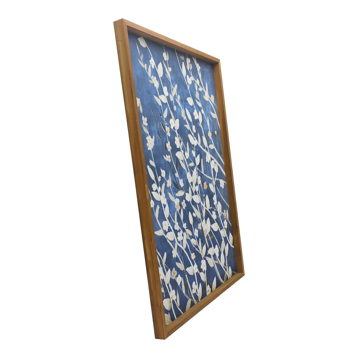 "Azure Blossoms" Wood Framed Print on Canvas Wall Art, 24x36 Inches by Gallery 57