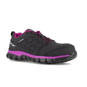 Reebok Women's Sublite Cushion Athletic Work Shoe Composite Toe Rb491 In Black And Pink