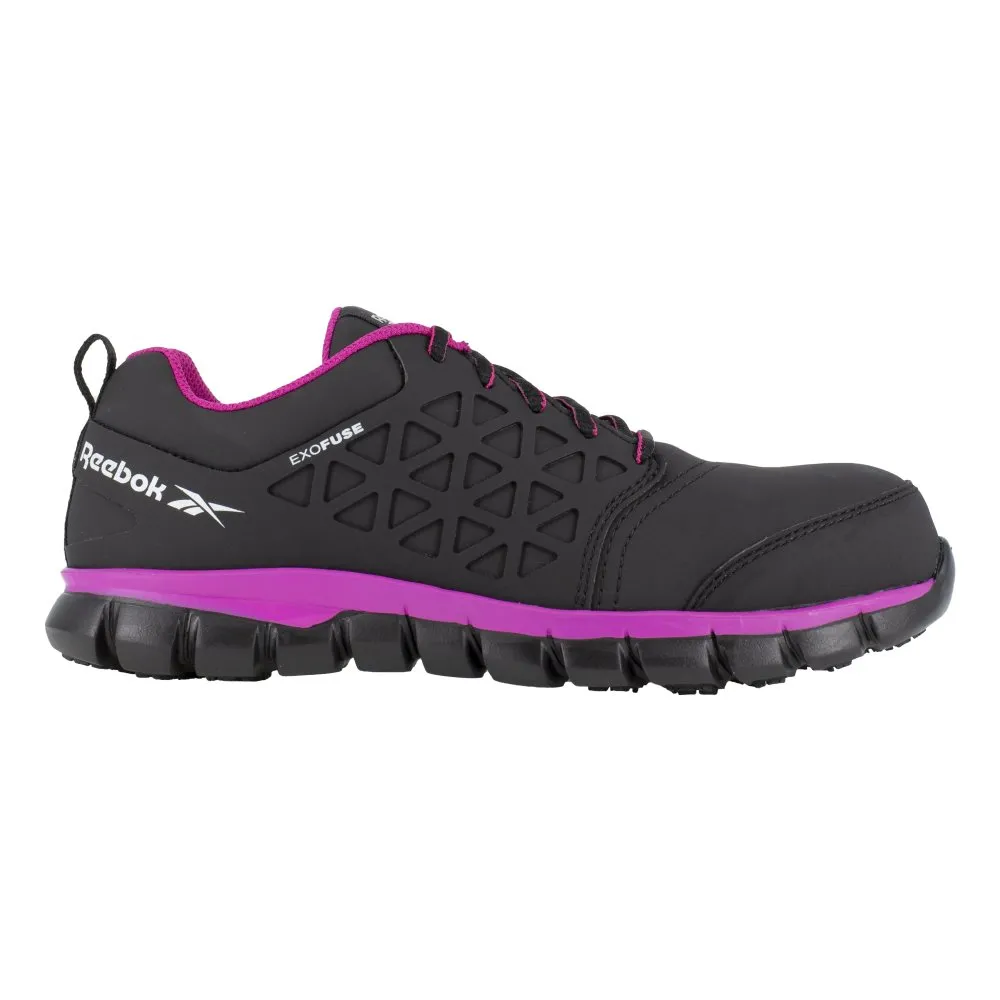Reebok Women's Sublite Cushion Athletic Work Shoe Composite Toe Rb491 In Black And Pink
