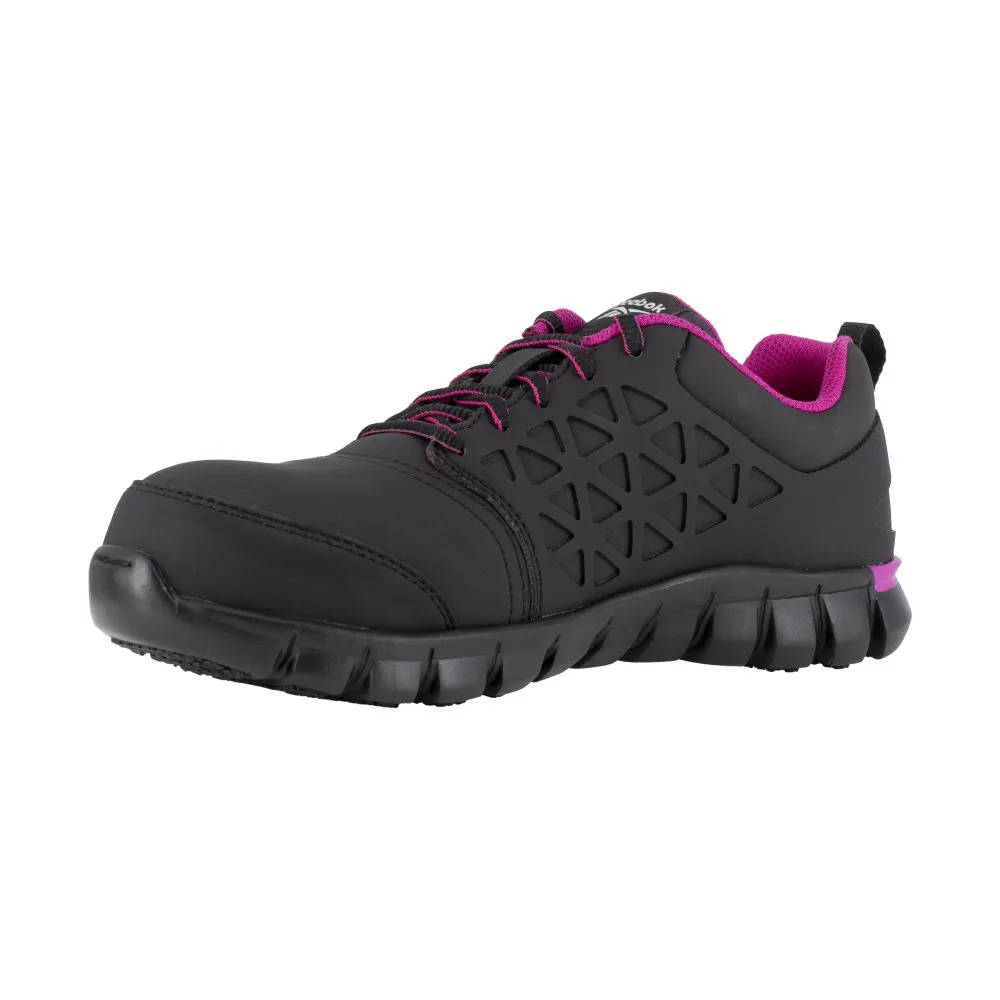 Reebok Women's Sublite Cushion Athletic Work Shoe Composite Toe Rb491 In Black And Pink
