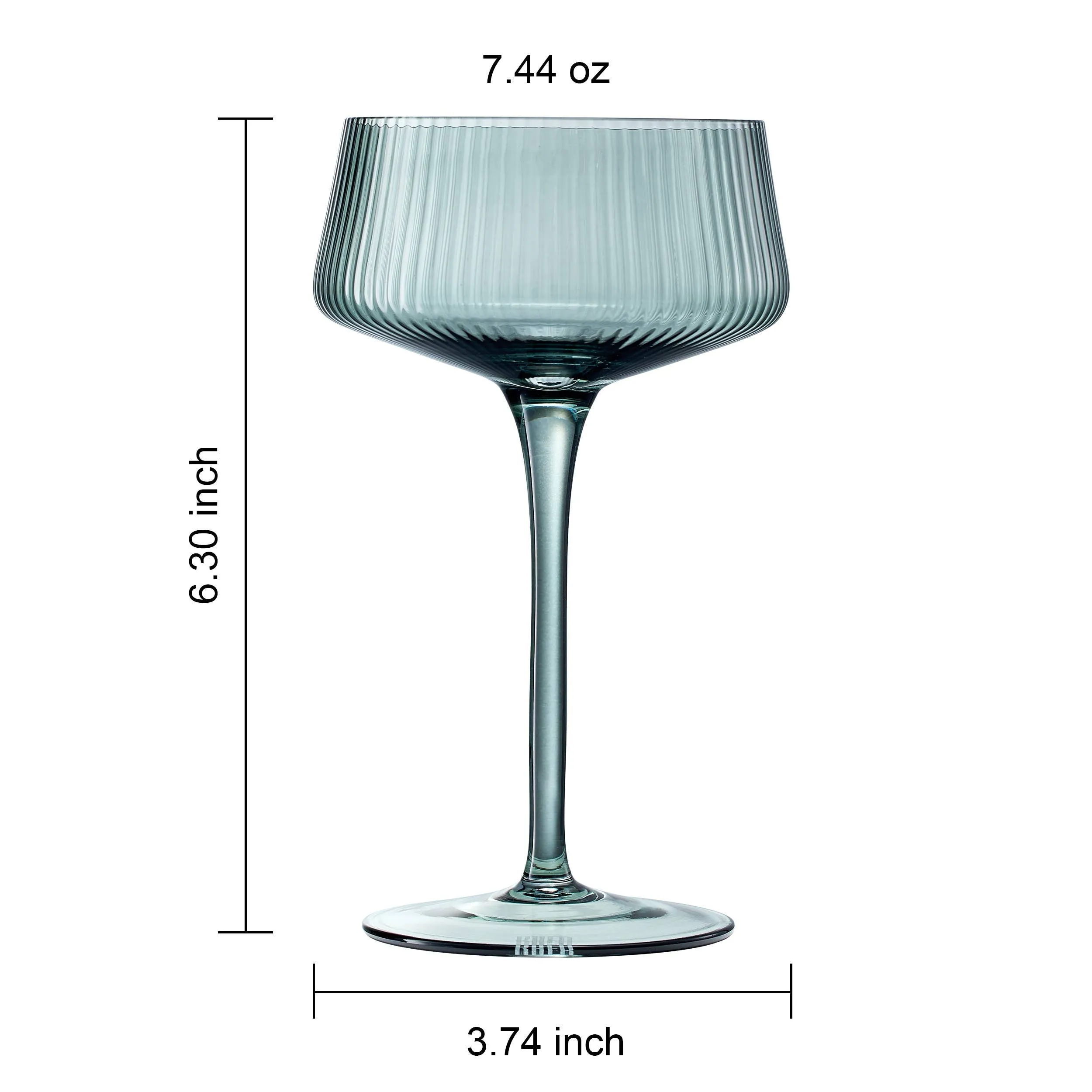 Ribbed Coupe Glass - Cranberry Red