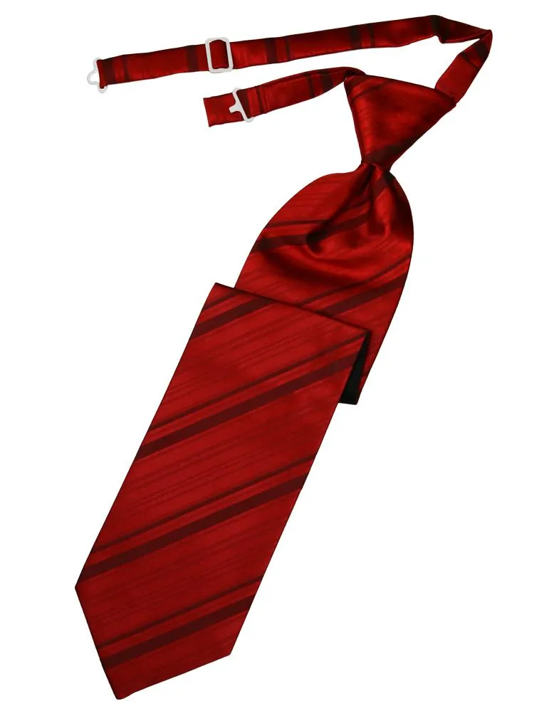 Scarlet Striped Satin Kids Necktie
