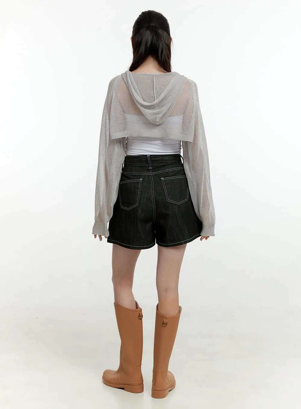 Sheer Hooded Bolero Top OL430