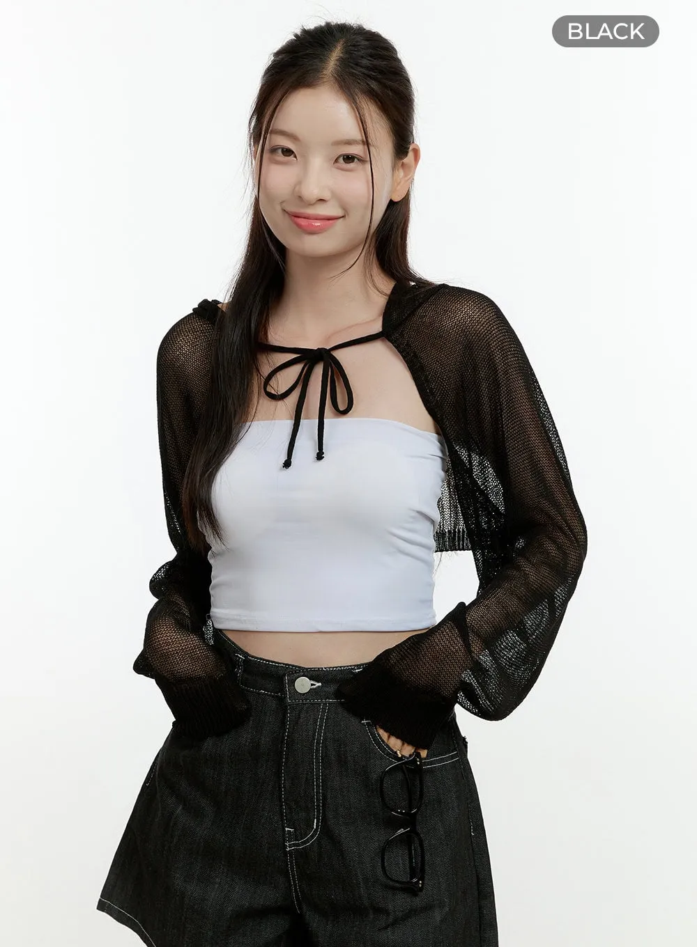 Sheer Hooded Bolero Top OL430