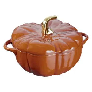 Staub 1004725 Cast Iron 3.5-qt Pumpkin Dutch Oven with Brass Knob, Burnt Orange