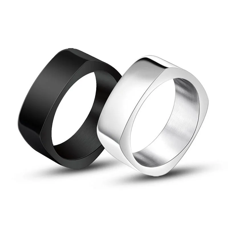 Trendy Silver and Black Rhombus Square Ring for Men - Japan and South Korea Fashion Accessories