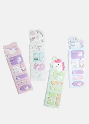 Unicorn Print Index Sticky Notes & Ruler