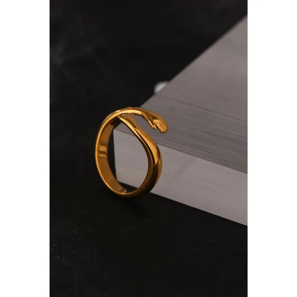 VAIGE Luxe Gold-Plated Embrace Arms Stainless Steel Ring in Silver and Rose Gold