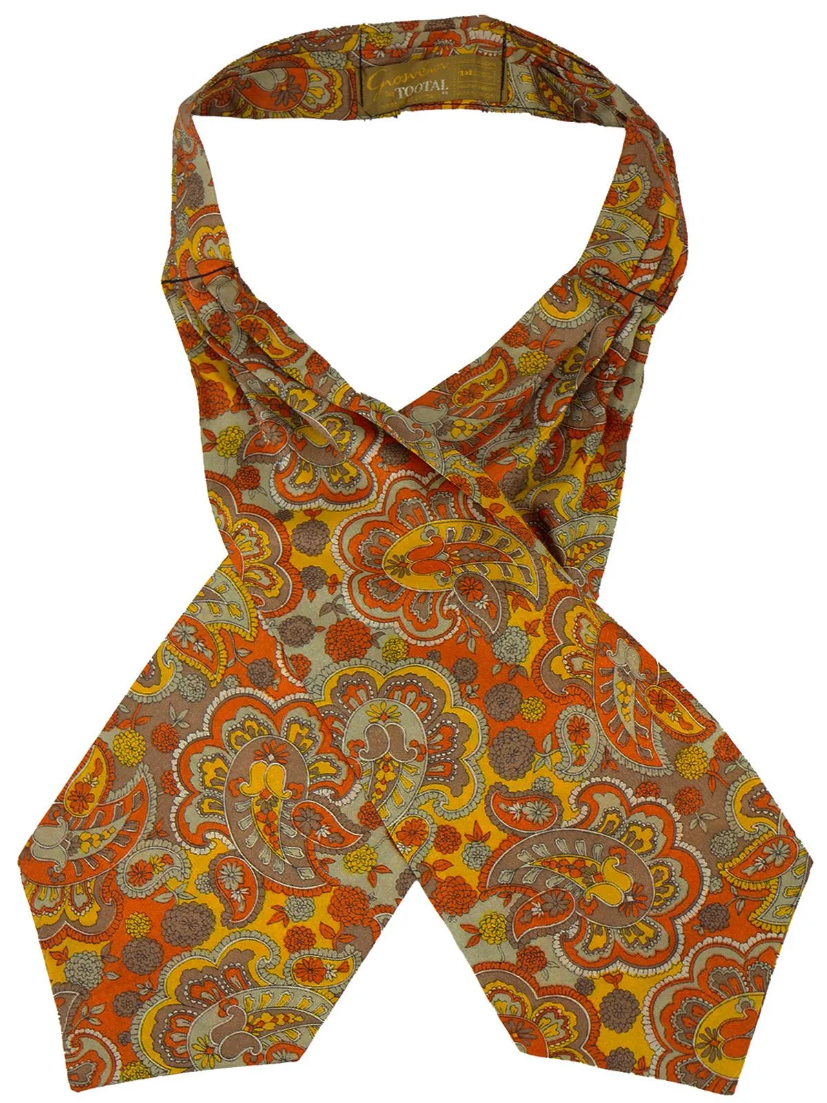 Vintage Tootal Burnt Orange & Mustard Patterned Cravat